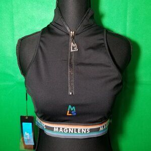Magnlens Sports Bra Women Large Zipper Front Gym Training Workout NWT‎